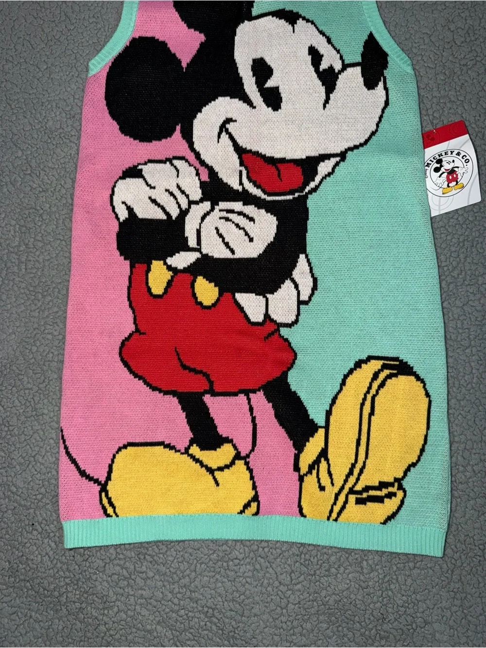 Disney Sleeveless Mickey Knit Dress - Pink, Mint & Yellow